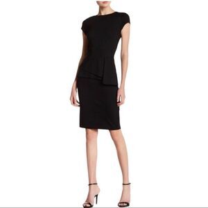 Love...Ady Cap Sleeve Peplum Sheath Dress Black Sm